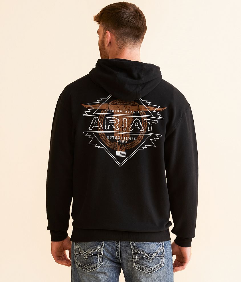 Ariat Badlands Longhorn Hooded Sweatshirt front view