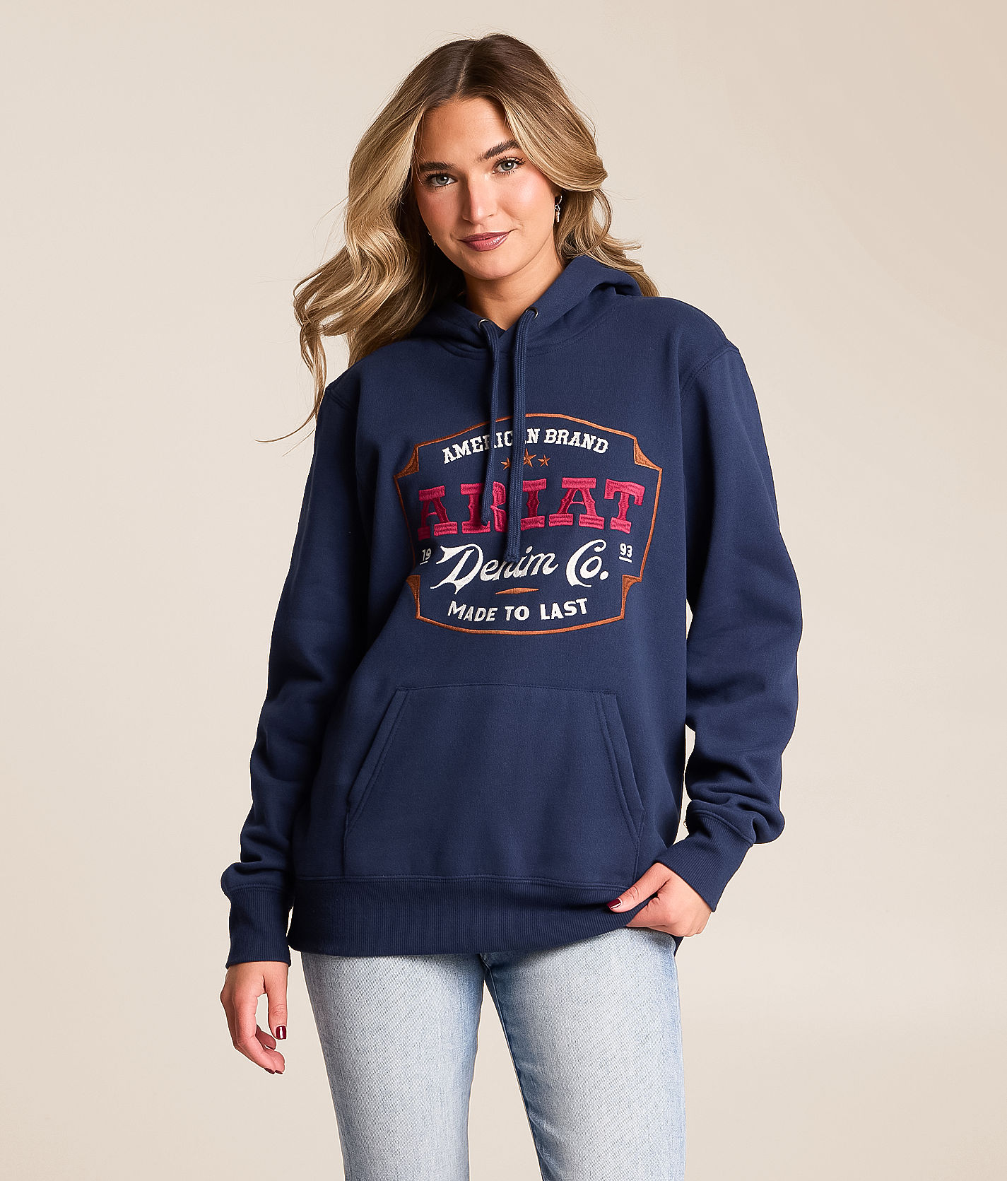 Ariat Denim Emblem Hooded Sweatshirt - Women's Sweatshirts in