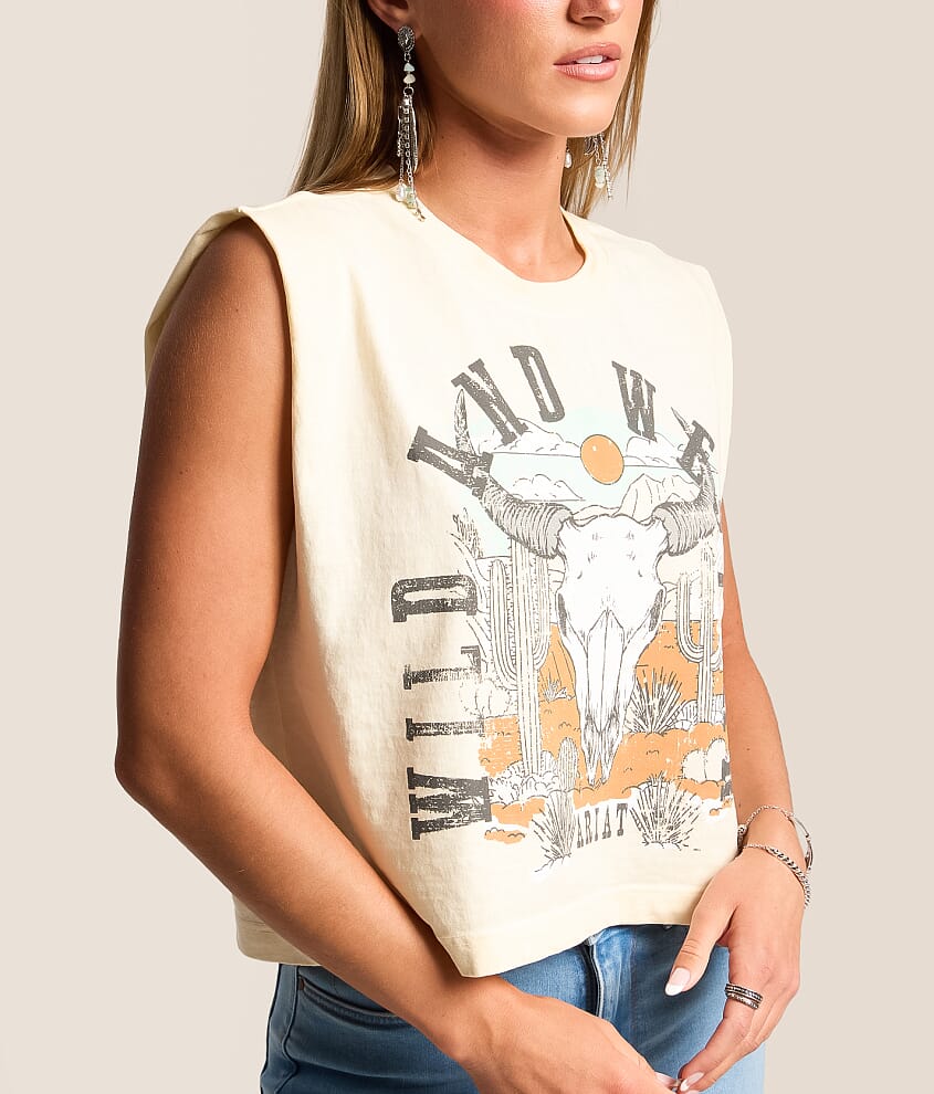 Steer Skull Landscape Cropped Tank Top