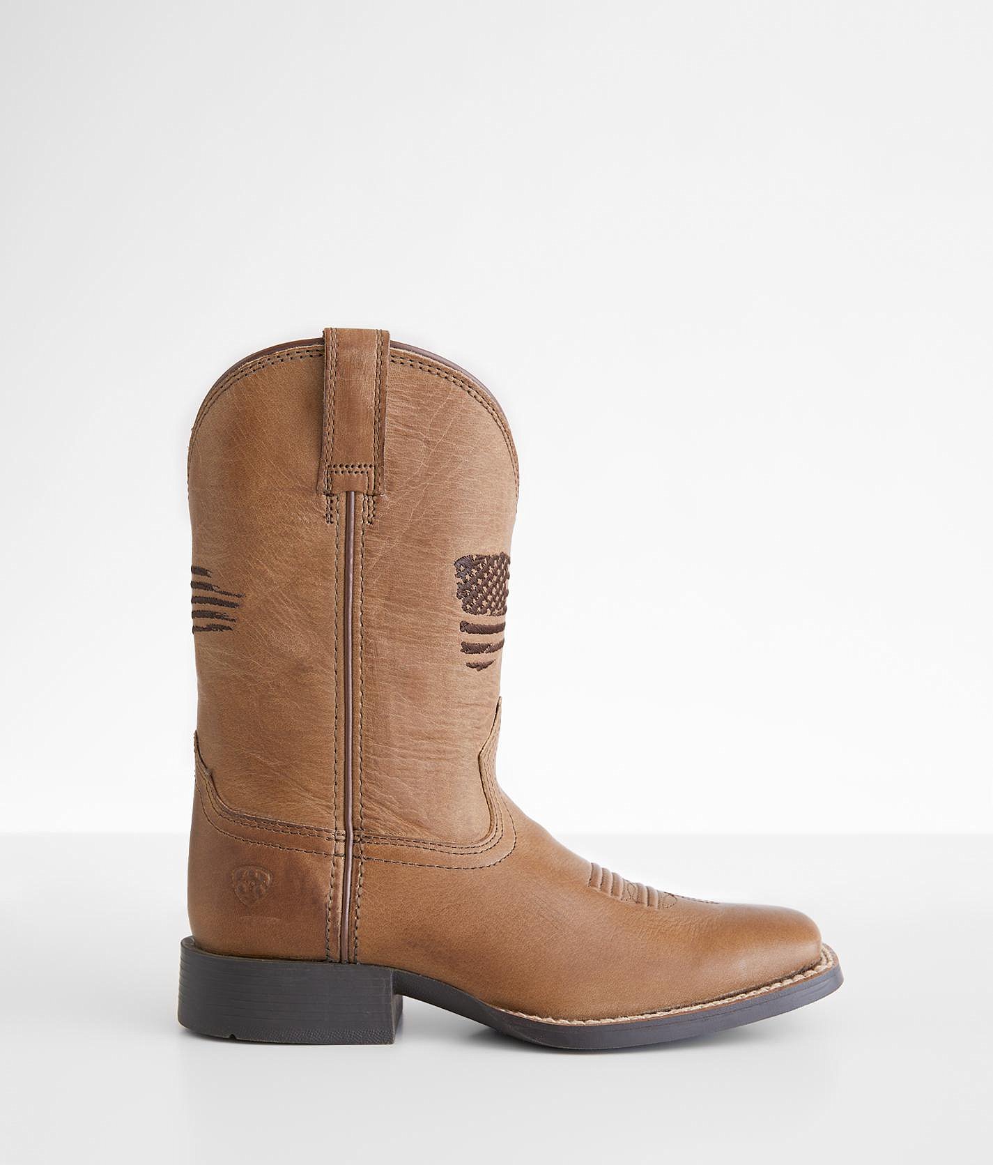 Bottes De Cowboy Ariat Heritage Jeunes Garçons Taille 4 Western Cuir Marron