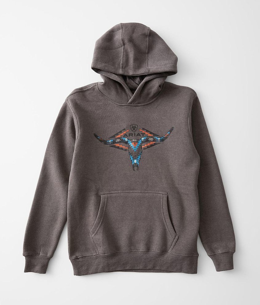 Boys - Ariat Horns Southwest Hooded Sweatshirt front view