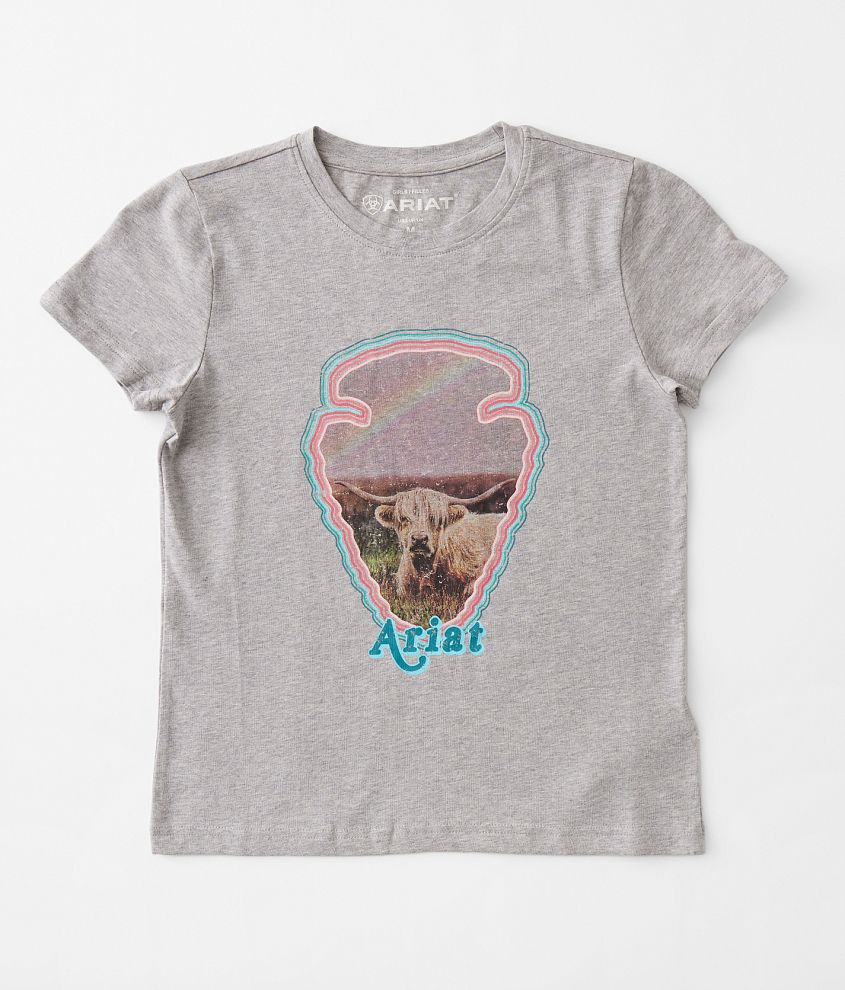 Girls - Ariat Arrowhead Cow T-Shirt - Girl's T-Shirts in Heather Grey ...