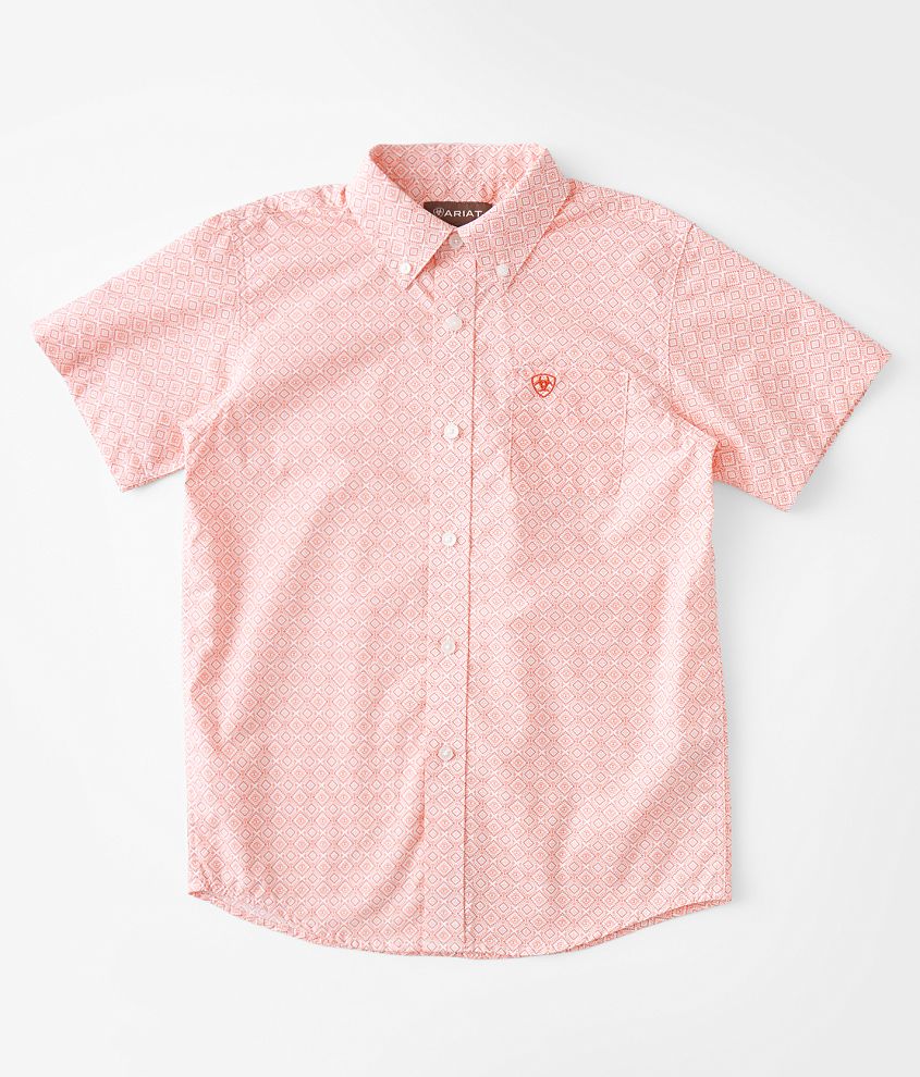 Boys Ariat Kamden Shirt Boy's Shirts in Coral Buckle
