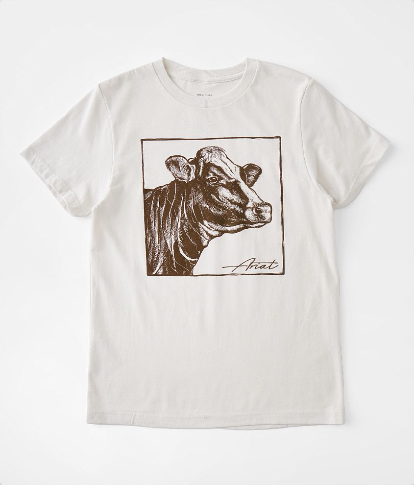 Girls - Ariat Cow Cover T-Shirt front view