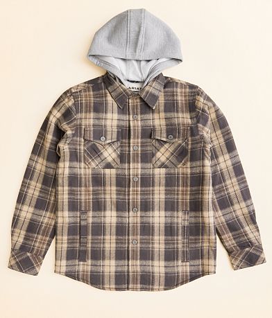 Ariat Boys - Herbert Flannel Hooded Shacket front view