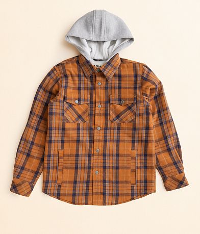 Ariat Boys - Harvey Flannel Hooded Shacket front view