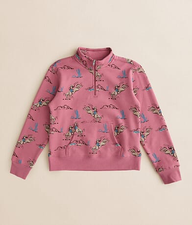 Ariat Girls - Bronc Scene Quarter Zip Pullover front view