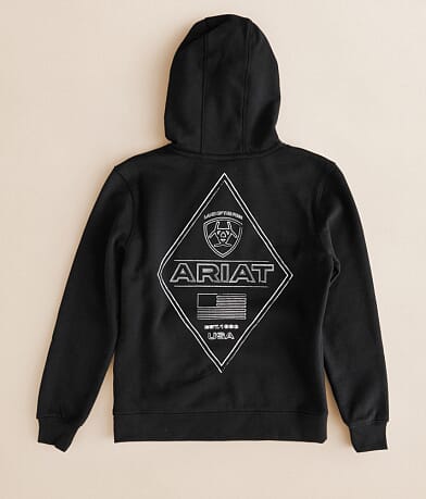 Ariat Boys - Chalk Diamond Patriot Hooded Sweatshirt front view