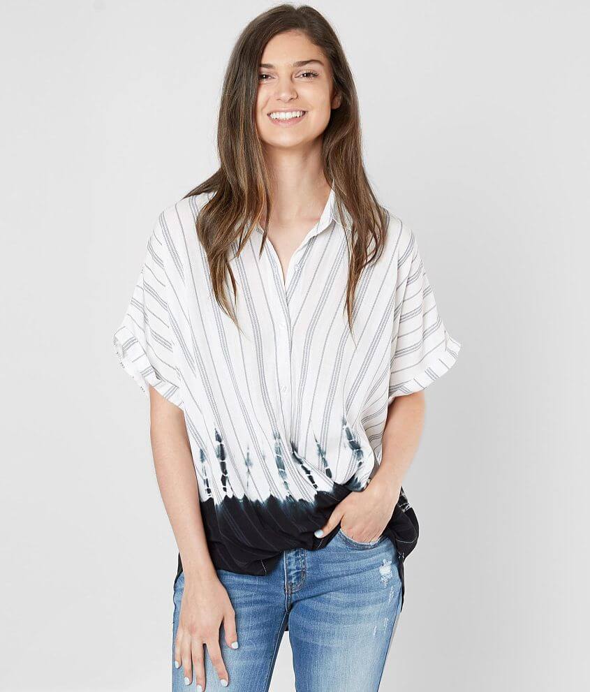 the room Striped Surplice Blouse front view
