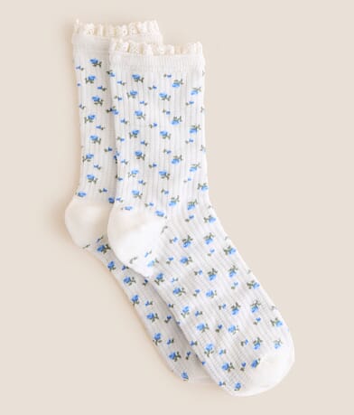 BKE Floral Ruffle Socks front view