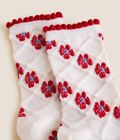 BKE Floral Ruffle Socks misc detail 1 view