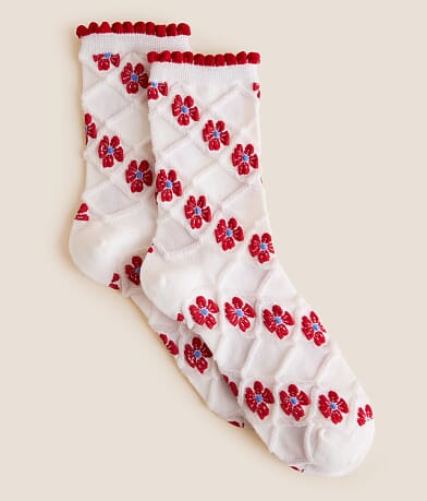 BKE Floral Ruffle Socks front view
