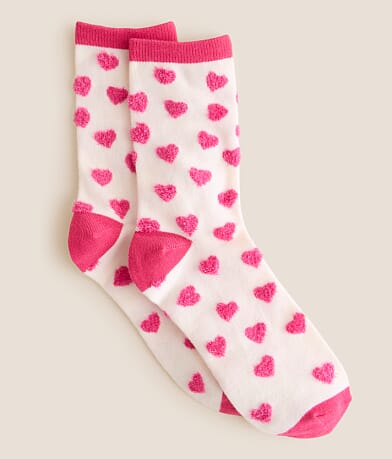 BKE Fuzzy Heart Socks front view