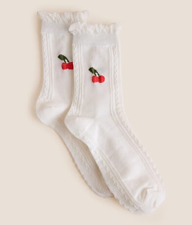 BKE Cherry Ruffle Socks front view
