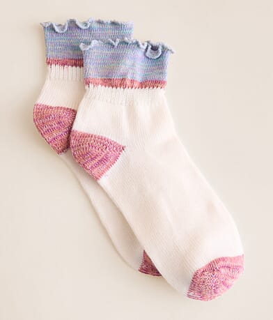 BKE Ruffle Quarter Socks front view