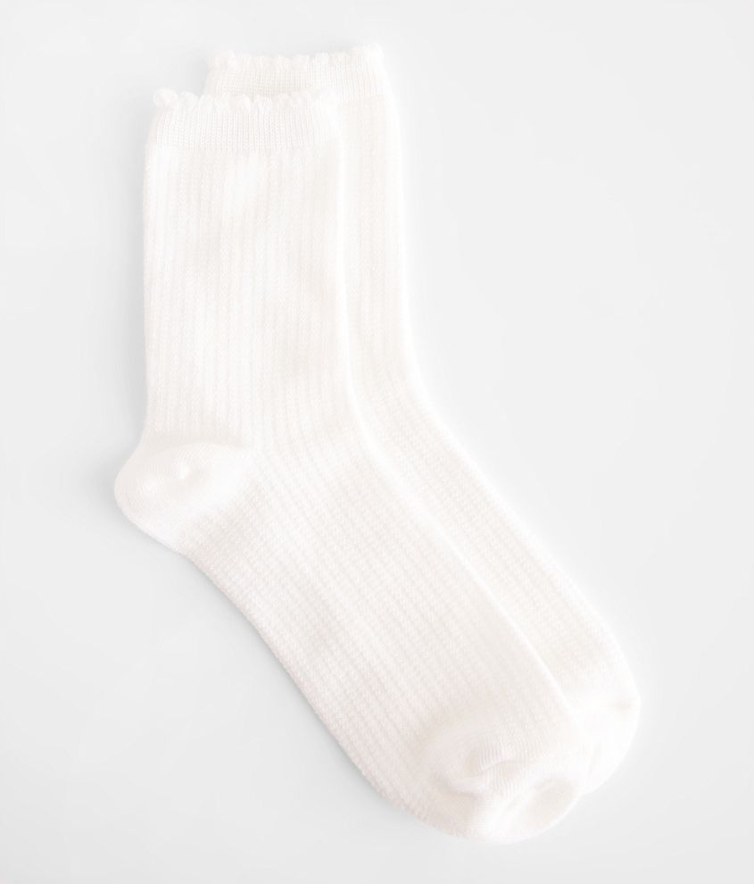 BKE Waffle Ruffle Socks - Women's Socks in White | Buckle