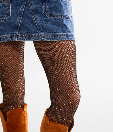 Asha Rhinestone Fishnet Tights front view