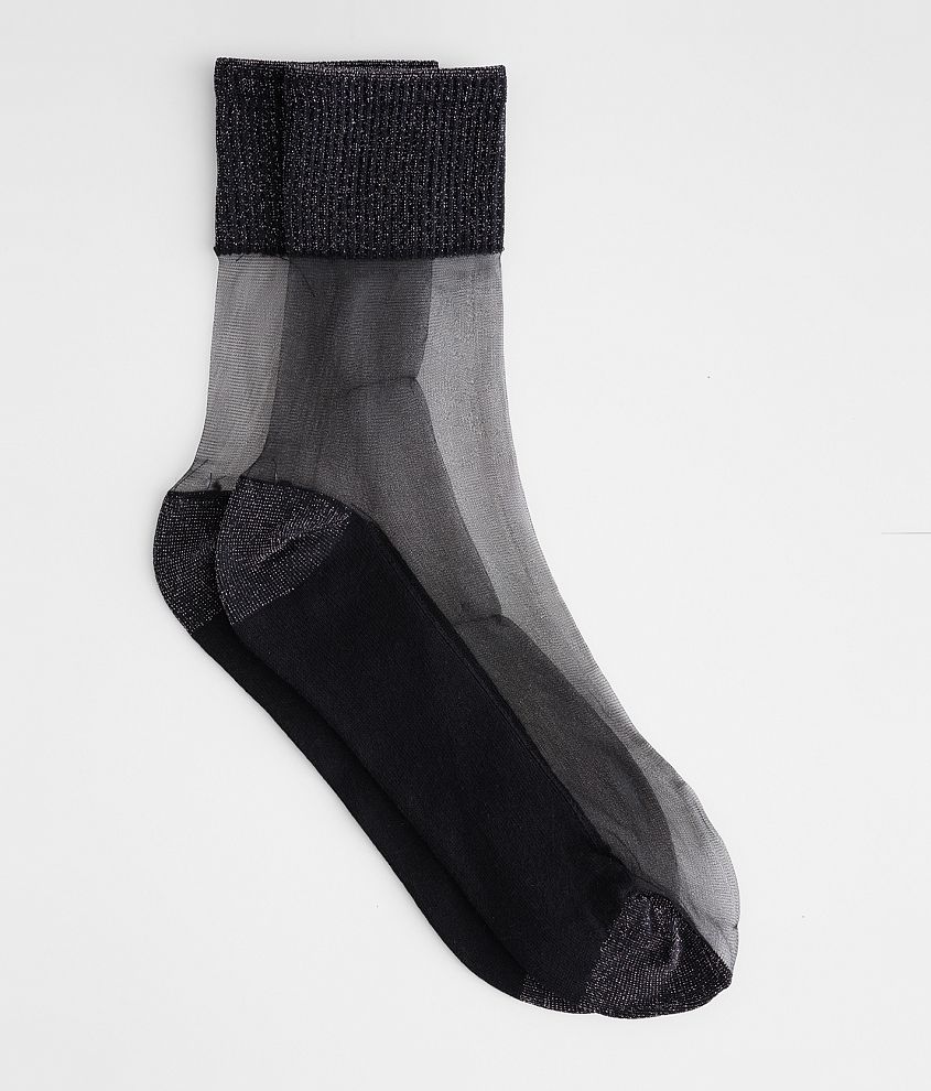 BKE Metallic Mesh Socks - Women's Socks in Black Lurex