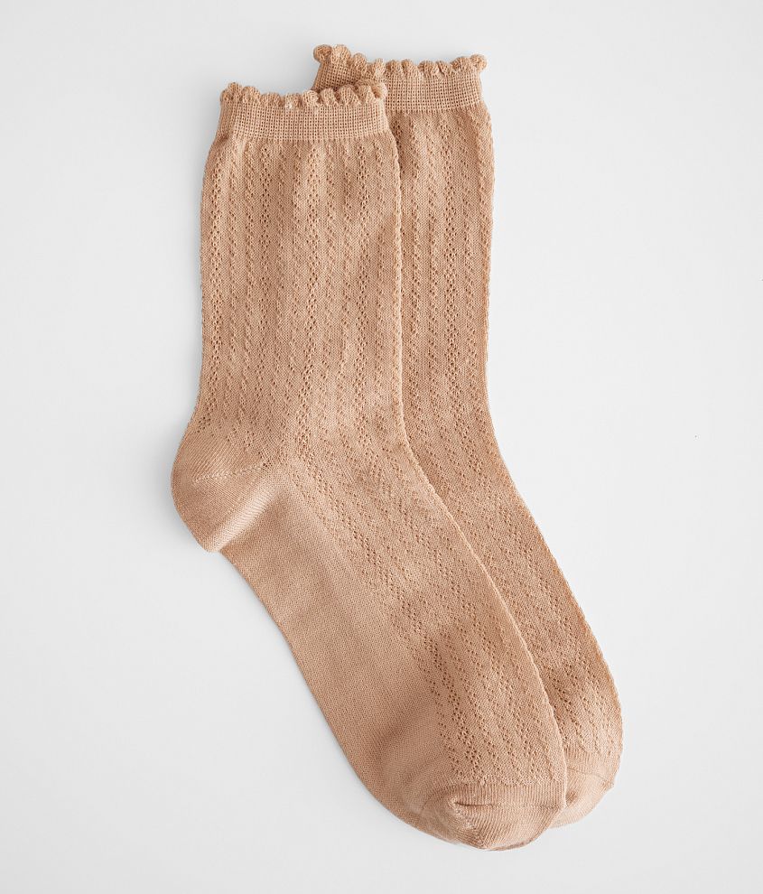 BKE Ruffle Socks - Women's Socks in Tan