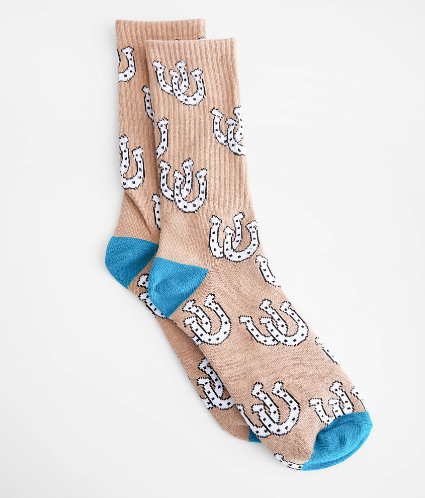 BKE Horseshoe Socks Women's Socks in Light Blue Turquoise Buckle