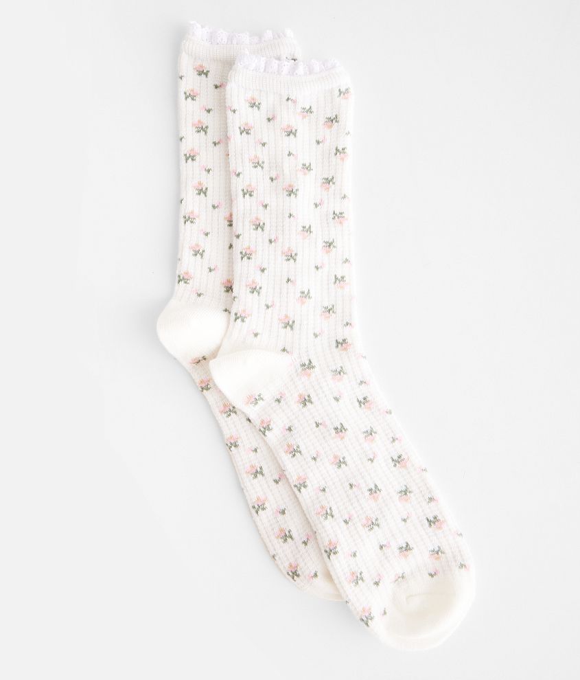 BKE Floral Waffle Socks front view