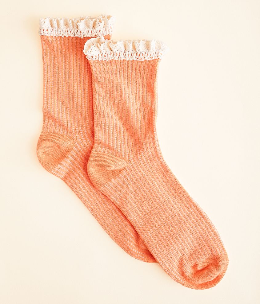 BKE Ruffle Crew Socks front view