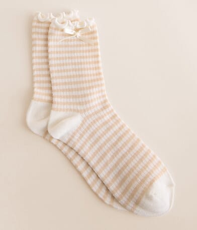 BKE Striped Bow Socks front view