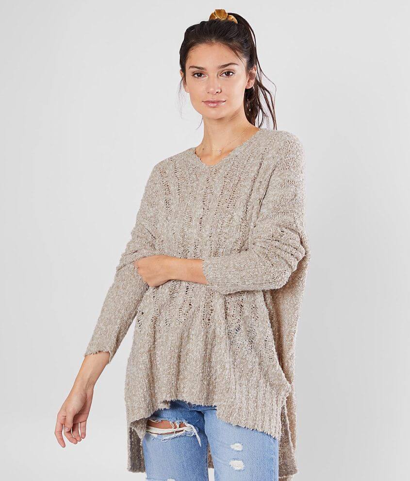 BKE Slouchy Lightweight Cable Knit Sweater front view