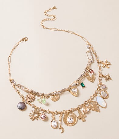 boutique by BKE Tiered Charm Necklace front view