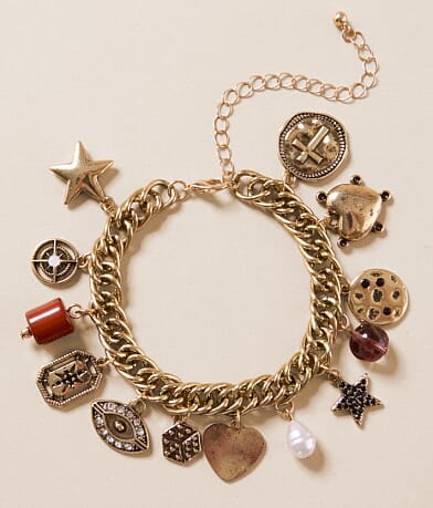 boutique by BKE Multi Charm Bracelet front view