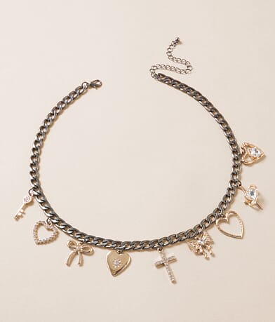 boutique by BKE Mixed Metal Charm Necklace front view