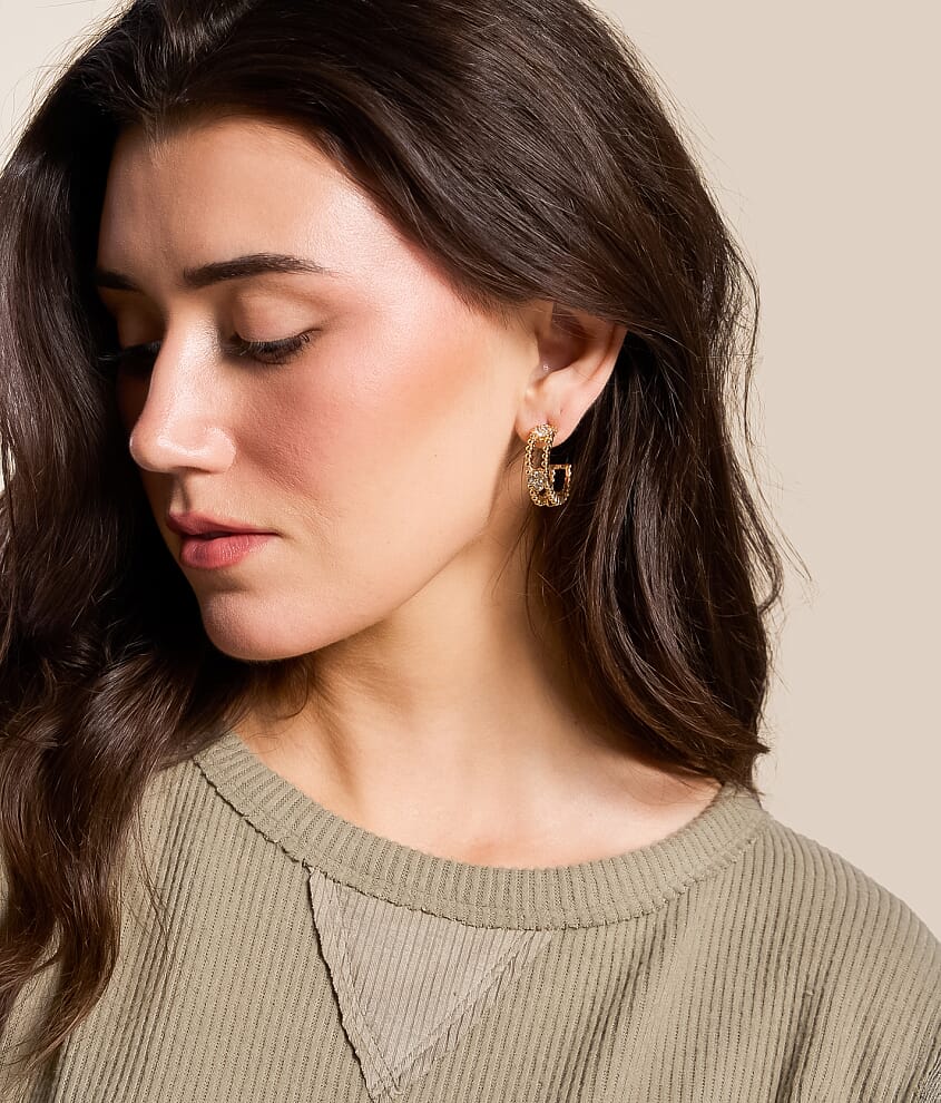 Glitz Clover Hoop Earring