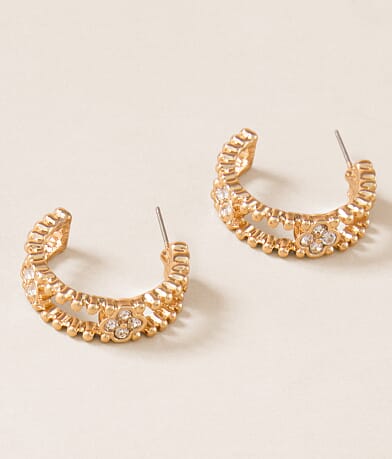 BKE Glitz Clover Hoop Earring front view