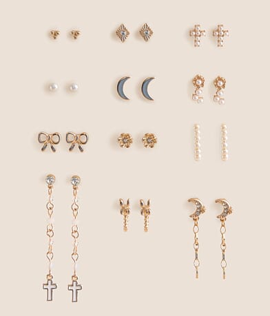 boutique by BKE 12 Pack Glam Earring Set front view