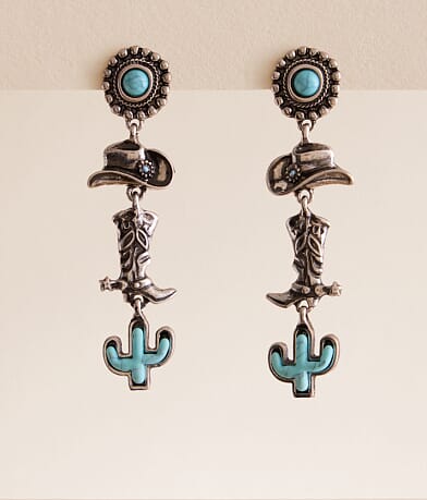 Sterling & Stitch Western Stacked Earring front view