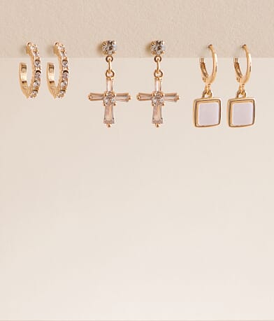 boutique by BKE 3 Pack Glitz Earring Set front view