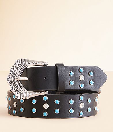 BKE Glitz Turquoise Western Belt front view