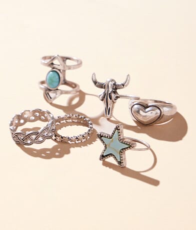 boutique by BKE 6 Pack Western Ring Set front view
