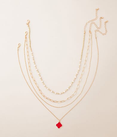 boutique by BKE 3 Pack Clover Necklace Set front view