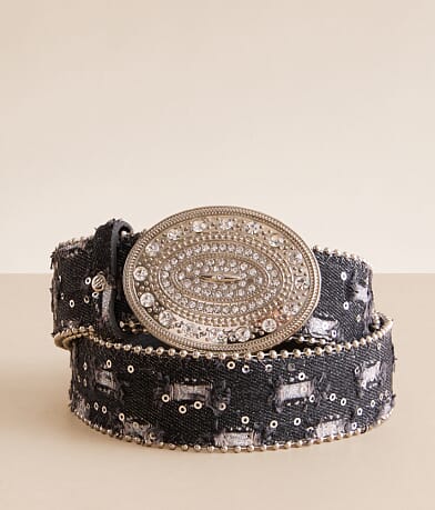 BKE Denim Glitz Belt front view
