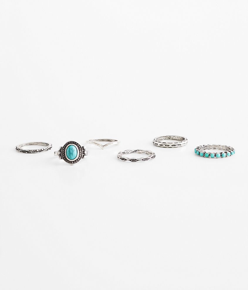 boutique by BKE 6 Pack Turquoise Ring Set