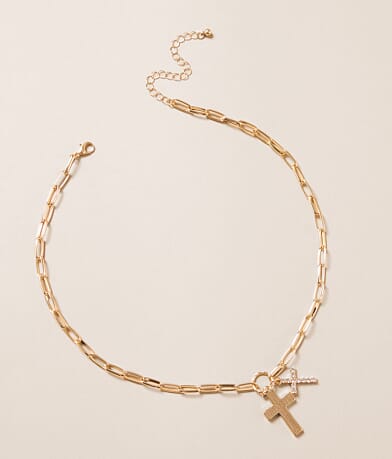 boutique by BKE Double Cross Necklace front view
