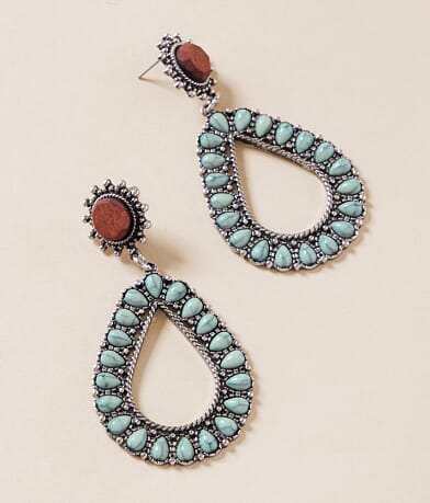 Sterling & Stitch Turquoise Teardrop Earring front view