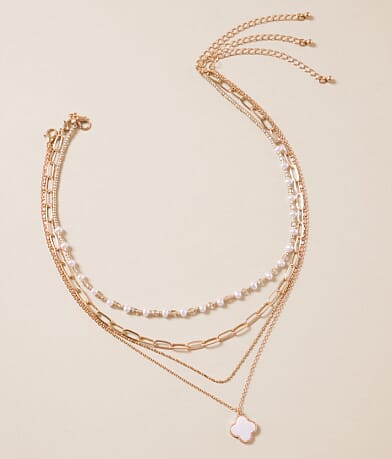 boutique by BKE 3 Pack Clover Necklace Set front view