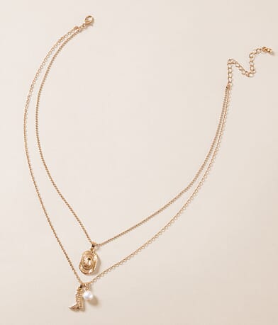 Sterling & Stitch Tiered Western Charm Necklace front view