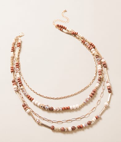 BKE Mixed Bead Tiered Necklace front view