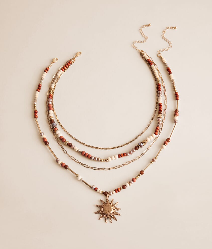 2 Pack Sun Pendant Necklace Set