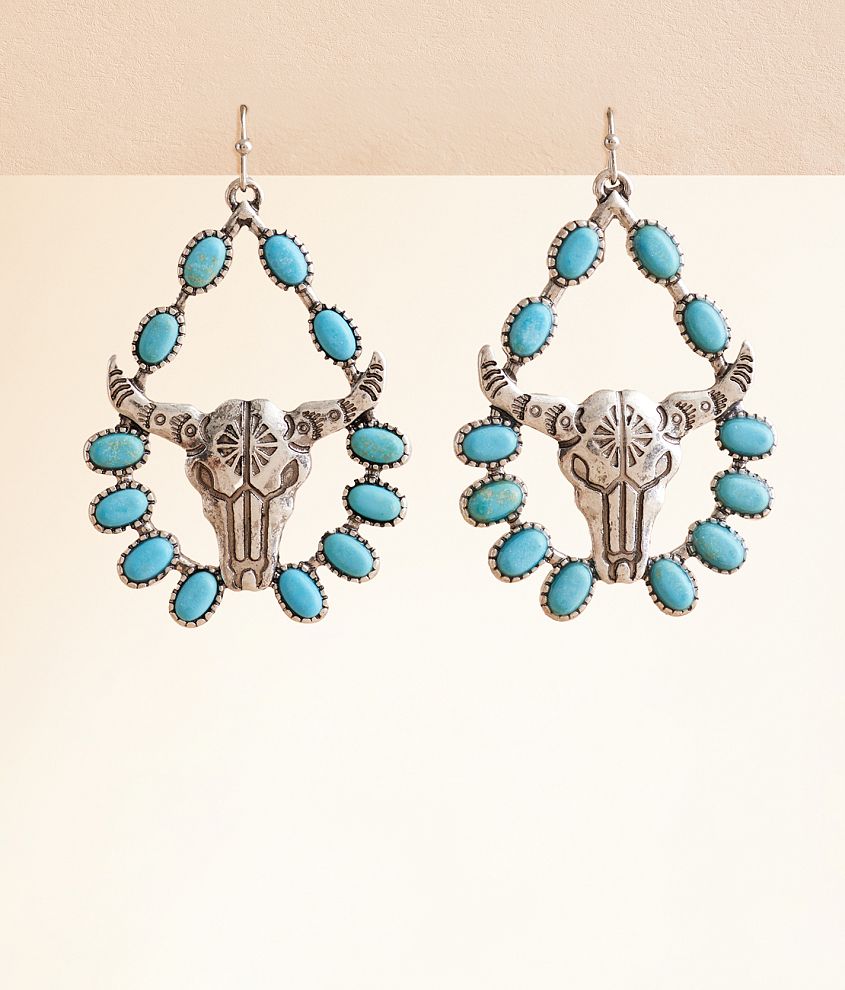 boutique by BKE Turquoise Steer Drop Earring front view