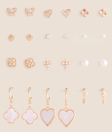 BKE 12 Pack Glitz Clover Earring Set front view