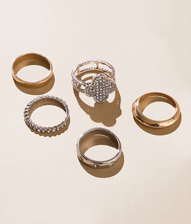 boutique by BKE 5 Pack Mixed Ring Set front view